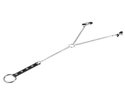 Металлическое эрекционное кольцо с зажимами на соски Satisfyer Nippelklemmen Mit Penisring