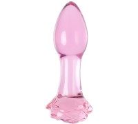 Стеклянная анальная втулка Sexus Glass роза 12,6 см