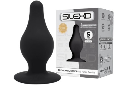 Анальная втулка на присоске с эффектом памяти SilexD Premium Silicone Plug S черная