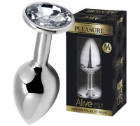 Анальная пробка из металла Alive Mini Metal Butt M с прозрачным камушком