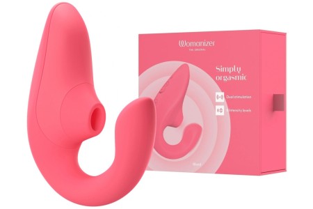 Вакуумный вибростимулятор для G точки и клитора Womanizer Blend розовый
