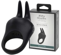 Эрекционное виброкольцо Fifty Shades of Grey Sensation с клиторальным стимулятором черное