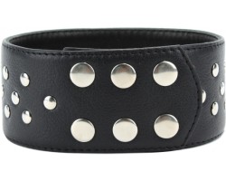 Широкий чокер с металлическими вставками из натуральной кожи