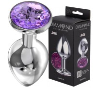 Большая анальная пробка Diamond Purple Sparkle XL серебро