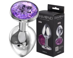 Большая анальная пробка Diamond Purple Sparkle XL серебро