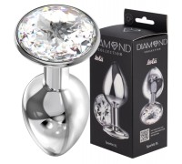 Большая анальная пробка Diamond Clear Sparkle XL серебро