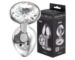 Большая анальная пробка Diamond Clear Sparkle XL серебро