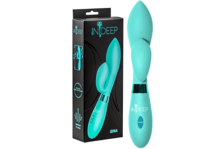 Вибратор с клиторальным стимулятором Indeep Gina Turquoise