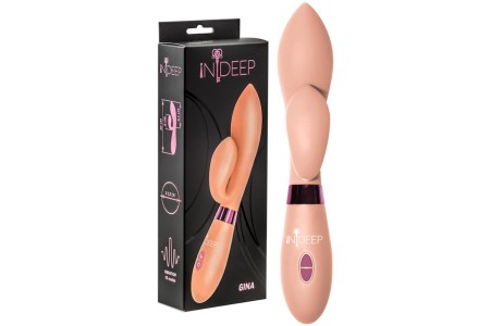 Вибратор с клиторальным стимулятором Indeep Gina Beige