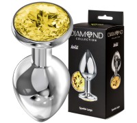 Анальная пробка Diamond Yellow Sparkle L серебро