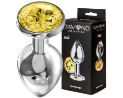 Анальная пробка Diamond Yellow Sparkle L серебро