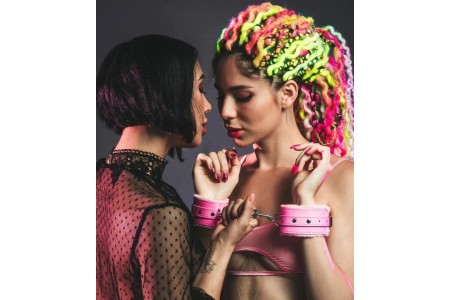 Розовые наручники с металлической цепью Party Hard Calm Pink