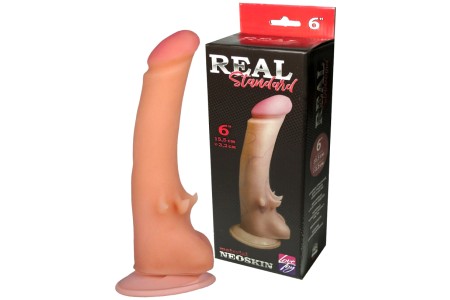 Фаллоимитатор из киберкожи Real Standard со стимулирующими лепестками 20 см