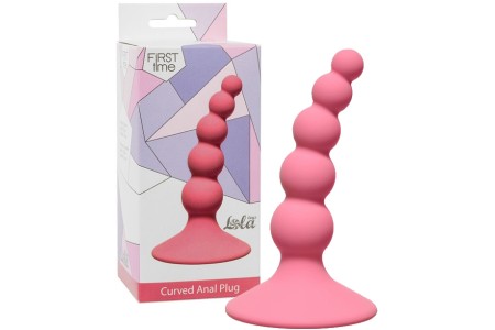 Анальная елочка на присоске First Time Ribbed Plug Pink