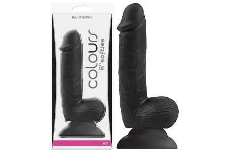 Фаллоимитатор с выпуклыми венками Colours Softies Dildo на присоске 18 см черный