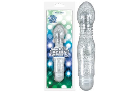 Гнущийся вибратор с блестками Starlight Gems Minis Lyra серебристый