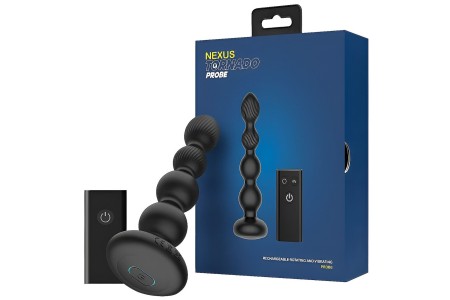 Анальная вибровтулка с ротацией Nexus Tornado Beaded Probe