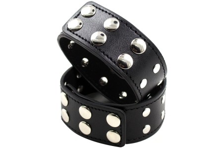 Кожаные фиксаторы на бицепс с металлическими вставками