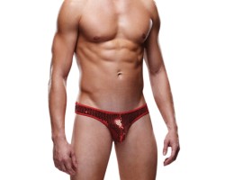 Блестящие мужские трусы-тонги Envy красные S/M