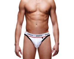 Мужские трусы-тонги на широкой резинке Envy белые S/M