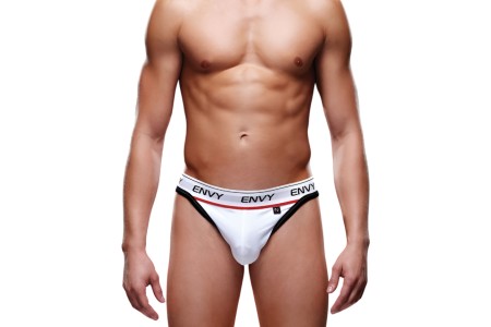 Мужские трусы-тонги на широкой резинке Envy белые S/M