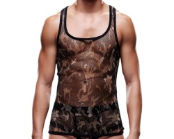 Мужская майка-борцовка в мелкую сетку Envy милитари S/M