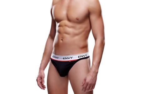 Мужские трусы-тонги на широкой резинке Envy черные S/M