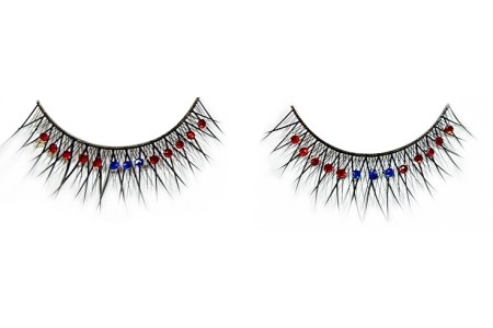 Накладные ресницы с красными и голубыми стразами Baci