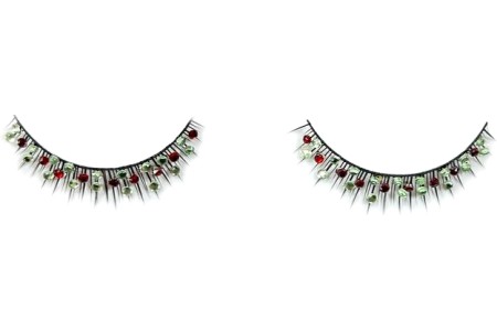 Накладные ресницы с красными и зелеными стразами Baci