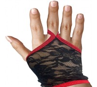 Изящные черно-красные митенки из кружева OS