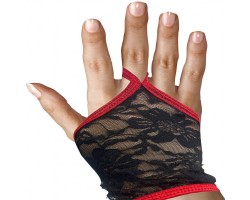 Изящные черно-красные митенки из кружева OS