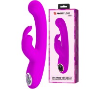 Перезаряжаемый вибратор с клиторальным стимулятором-кроликом и LED-экраном Pretty Love Lamar розовый