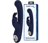 Перезаряжаемый вибратор с клиторальным стимулятором-кроликом и LED-экраном Pretty Love Lamar синий