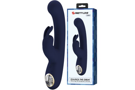 Перезаряжаемый вибратор с клиторальным стимулятором-кроликом и LED-экраном Pretty Love Lamar синий