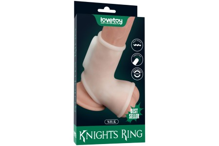 Гладкая вибронасадка на пенис и мошонку Vibrating Silk Knights Ring with Scrotum Sleeve