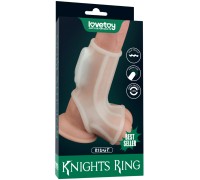Рельефная вибронасадка на пенис и мошонку Vibrating Ridge Knights Ring with Scrotum Sleeve