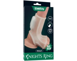 Рельефная вибронасадка на пенис и мошонку Vibrating Ridge Knights Ring with Scrotum Sleeve