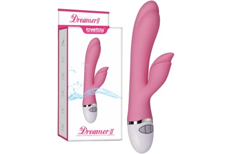 Перезаряжаемый вибратор с клиторальным стимулятором-кроликом Dreamer II розовый