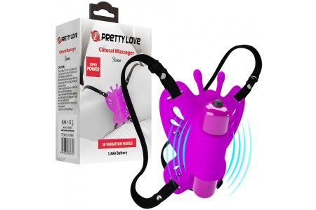 Клиторальный вибростимулятор-бабочка на ремешках Pretty Love Sloane