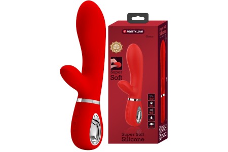 Перезаряжаемый вибратор с клиторальным стимулятором Pretty Love Thomas красный