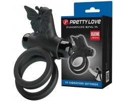 Эрекционное виброкольцо Pretty Love Passionate Ring с петлей на мошонку черное