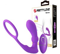 Пульсирующий вибромассажер простаты с эрекционным кольцом и с пультом ДУ Pretty Love Warren