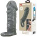 Увеличивающая насадка на пенис со стимулирующим рельефом Realistic Penis Sleeve + 3 см серая - фото