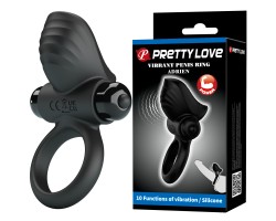 Эрекционное виброкольцо Pretty Love Vibrant Penis Ring Adrien черное