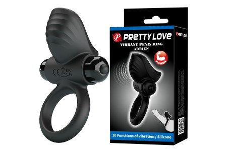 Эрекционное виброкольцо Pretty Love Vibrant Penis Ring Adrien черное