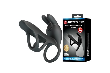 Вибронасадка на пенис с двойным эрекционным кольцом Pretty Love Vibrating Penis Sleeve Matty
