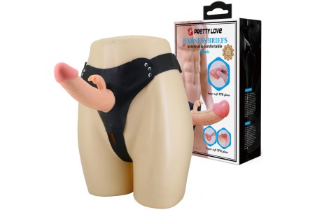 Фаллопротез с клиторальным стимулятором на трусиках Pretty Love Harness Briefs Mavis 19 см