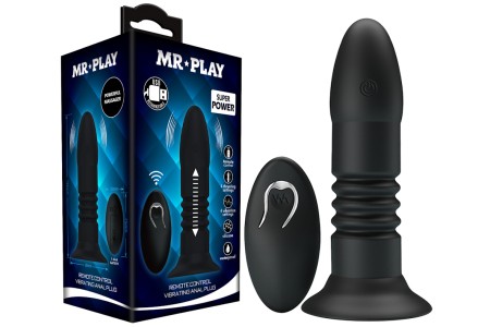 Анальная вибровтулка Mr Play с поступательными движениями и беспроводным управлением