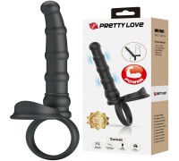 Вибронасадка для двойного проникновения с петлей на мошонку Pretty Love Tatum