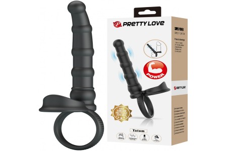 Вибронасадка для двойного проникновения с петлей на мошонку Pretty Love Tatum
